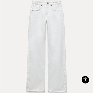 Zara High-Rise White Wide Leg Jeans